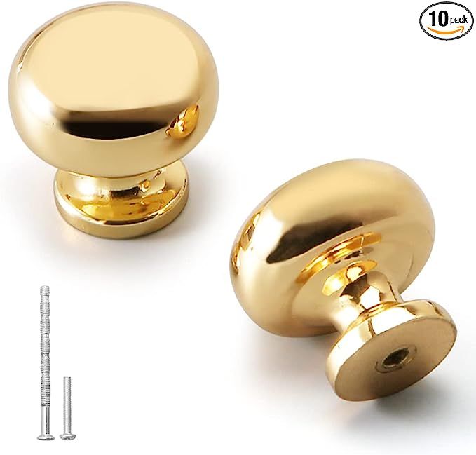 YAGU Modern 10 Pack Kitchen Drawer Knobs Cabinet Pulls Bright Gold Dresser Furniture Hardware for... | Amazon (US)