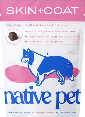 Native Pet Skin & Coat Chews with Omega-3 Dry Skin Supplement for Dogs, 60 count | Chewy