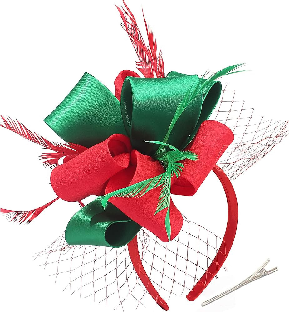 Myjoyday Women's Fascinators Hat for Tea Party Church Cocktail, Feathers Veil Headband with Hair ... | Amazon (US)