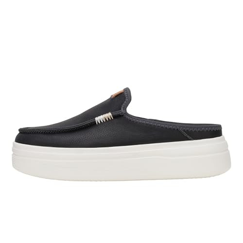 HEYDUDE Austin Lift Leather Black Size 6 | Women's Shoes | Women Slip-on Loafers | Comfortable & Light-Weight | Amazon (US)