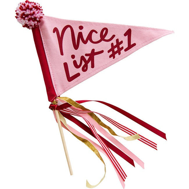 Nice List #1 Mini Pennant Flag, Pink | Maisonette