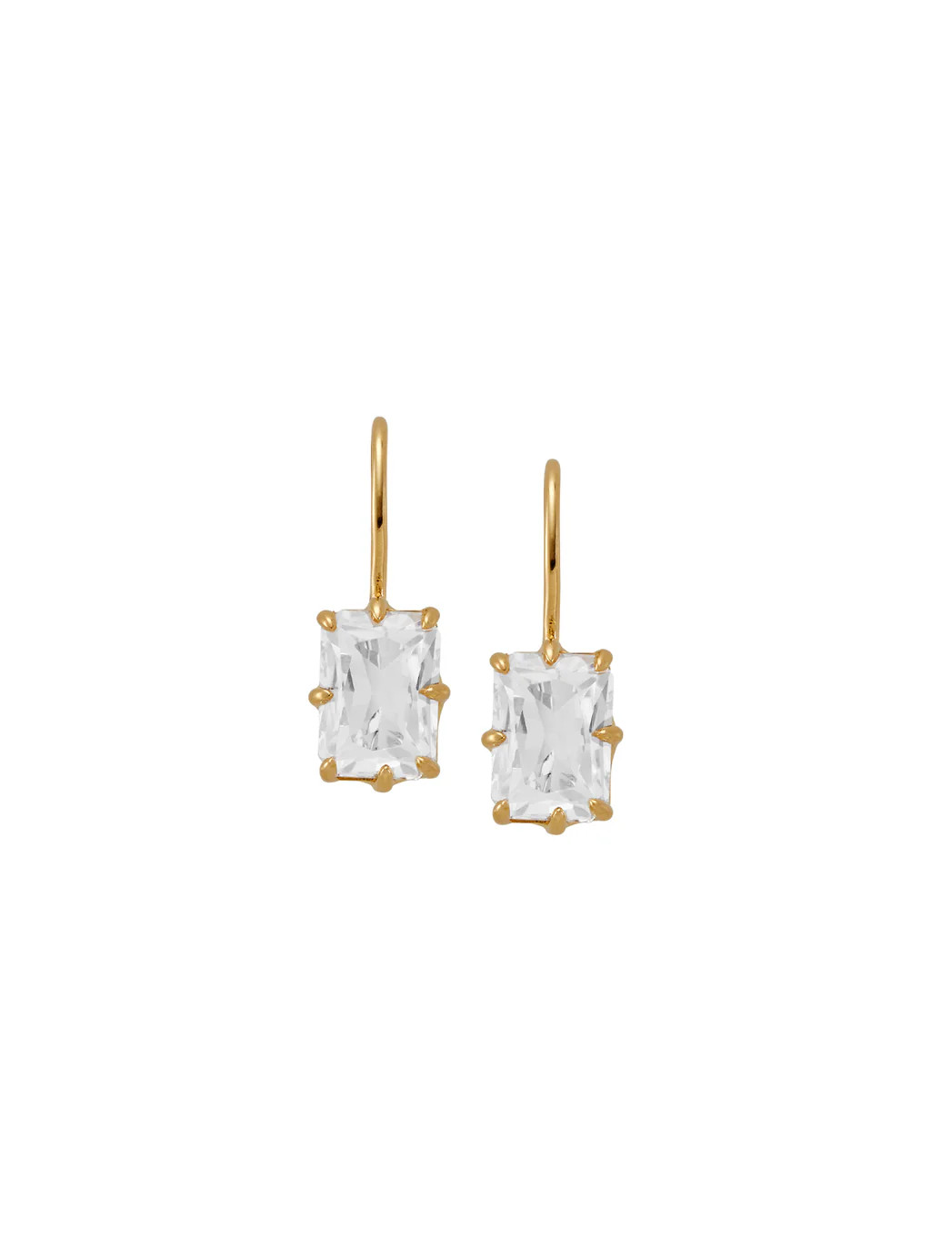 EMILE RADIANT CUT 8-PRONG LAB WHITE SAPPHIRE EARRINGS, GOLD | Dorsey