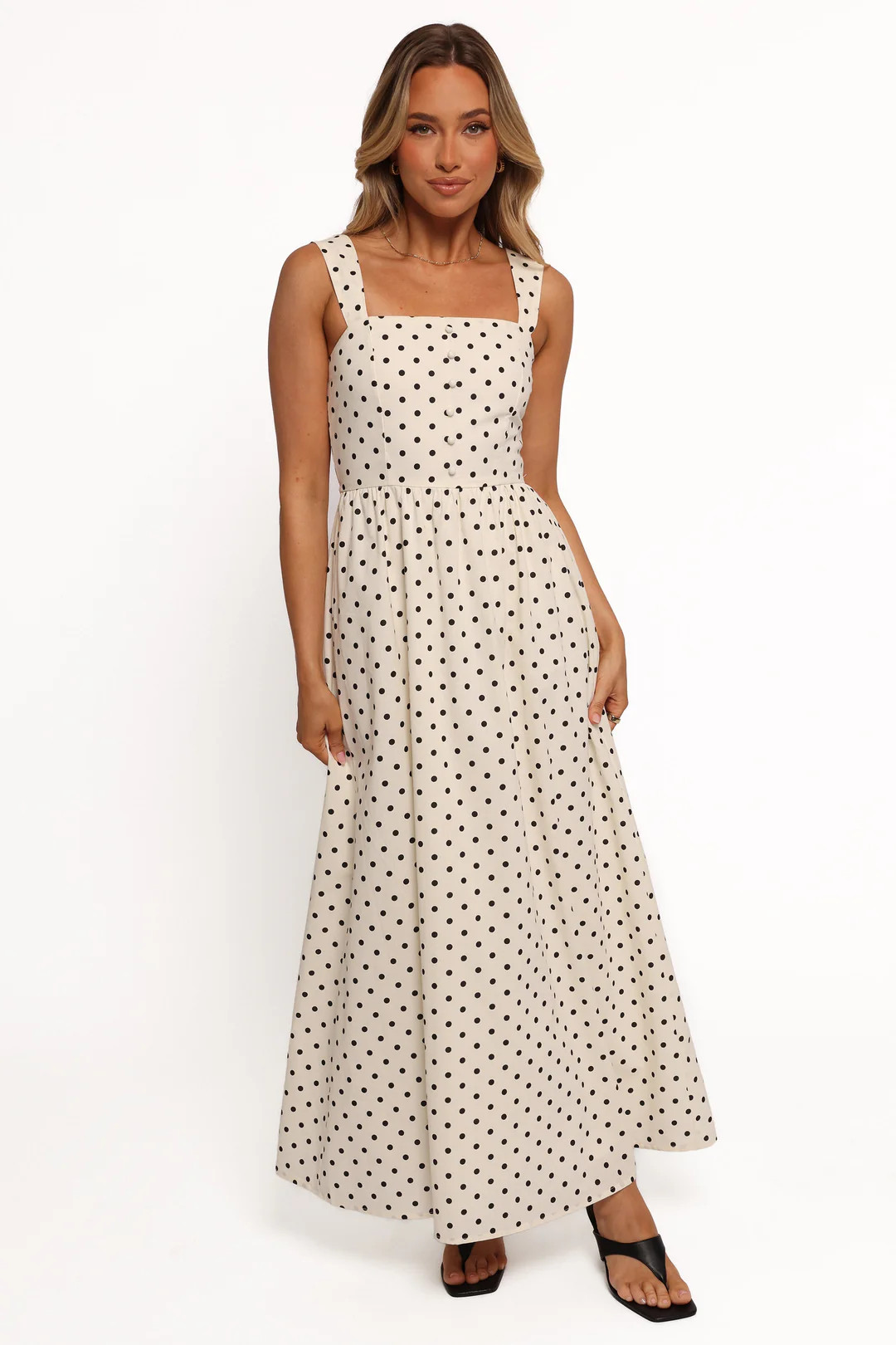 Jenni Maxi Dress - White Polka Dot | Petal & Pup (US)