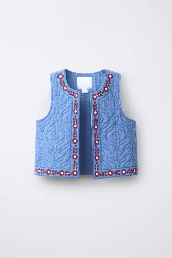EMBROIDERED TEXTURE VEST | Zara Canada