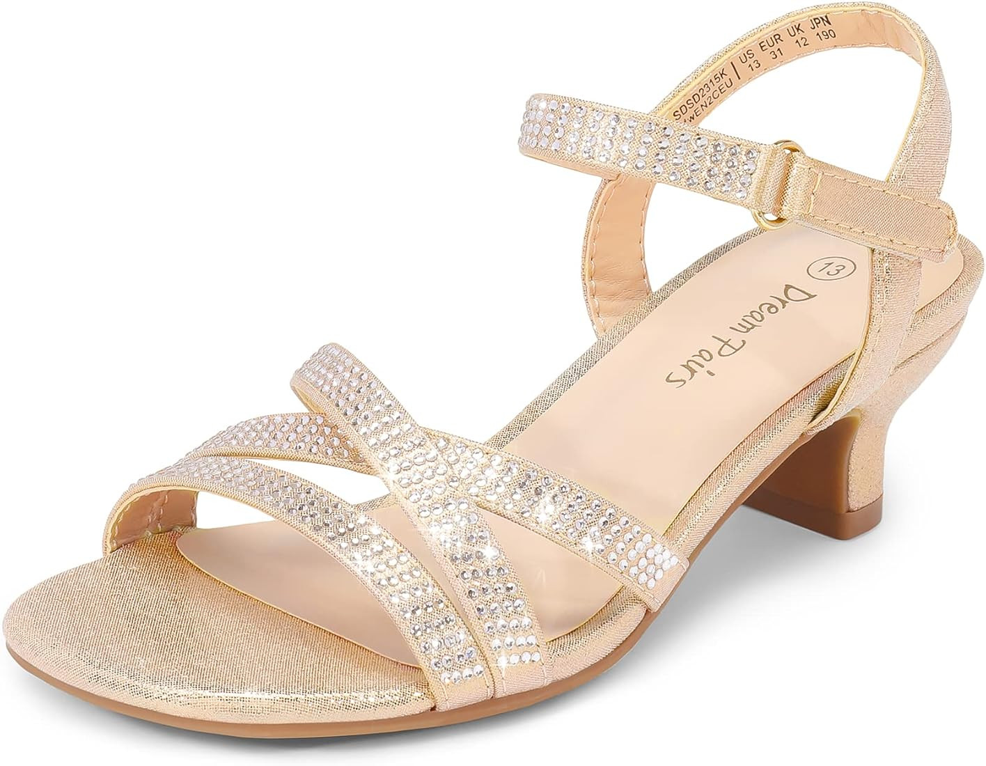 DREAM PAIRS Girls Sandals Low Heel Dress Open Toe Sandals Flower Wedding Party for Little Kid/Big... | Amazon (US)