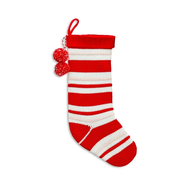 Holiday Time Red & White Striped Knitted Christmas Stocking, 19 Inch | Walmart (US)