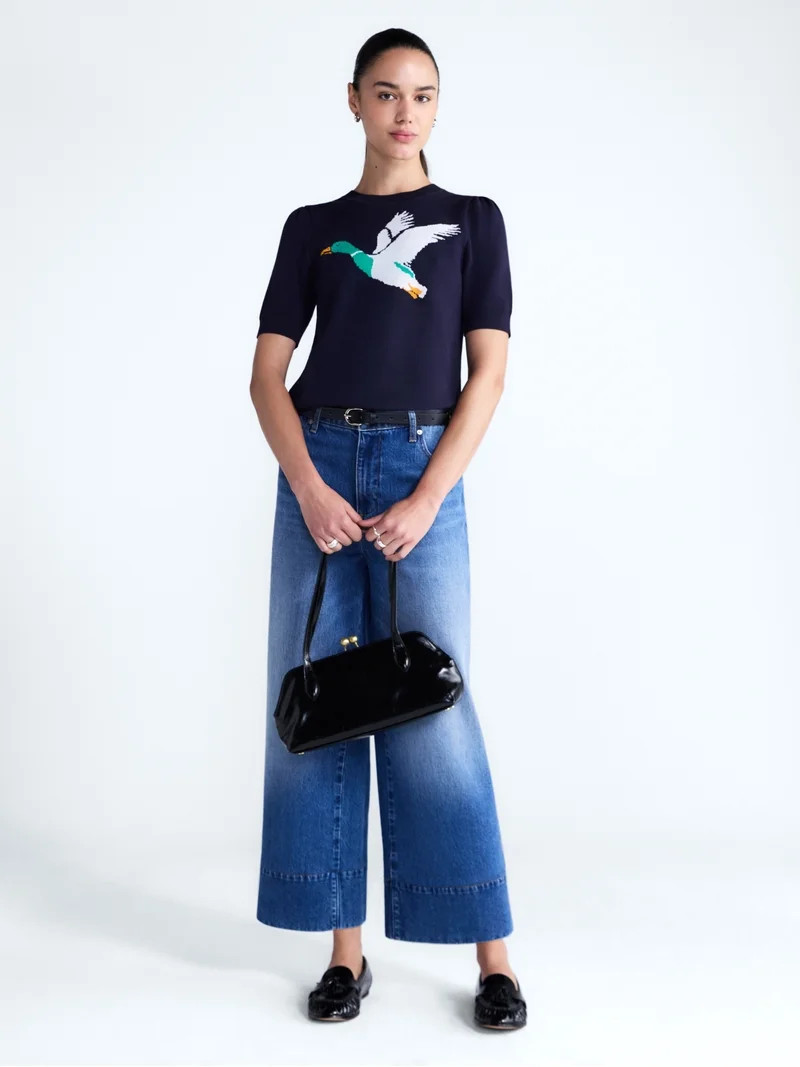 Free Assembly Women's and Women's Plus Crewneck Sweater with Short Puff Sleeves, Sizes XS-4X | Walmart (US)