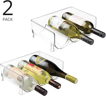 mDesign Stackable Plastic 3 Bottle Refrigerator Wine Rack - Kitchen Storage Organizer for Champag... | Amazon (US)