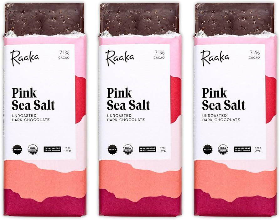 Raaka Pink Sea Salt Organic Dark Chocolate - 71% Cacao - Gourmet Dark Chocolate Gift Box - Organi... | Amazon (US)