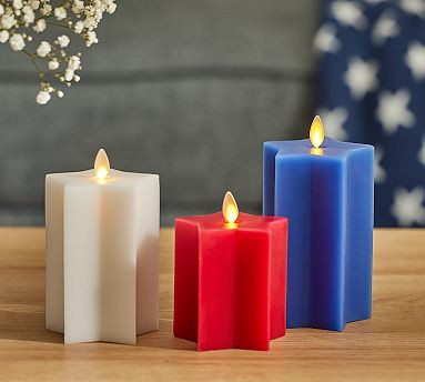 Premium Flickering Flameless Liberty Star Pillars, Set of 3 | Pottery Barn (US)
