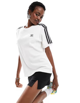 adidas Originals 3 Stripe t-shirt in white | ASOS (Global)