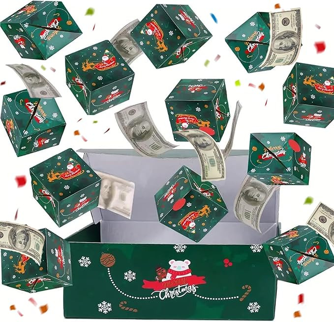 Christmas Surprise Gift Box Explosion for Money, Unique Folding Bouncing Red Envelope Gift Box wi... | Amazon (US)