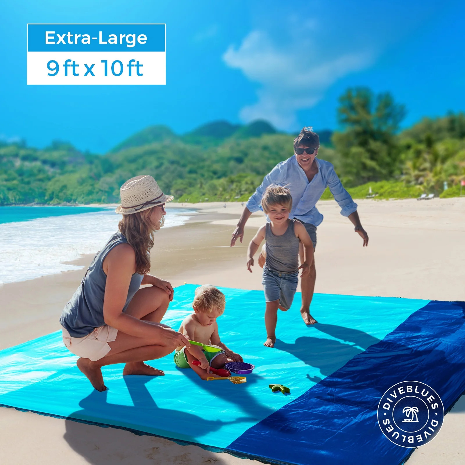 OCOOPA Diveblues 10'x 9' Beach Blanket for 4-10 Persons,SandProof Beach Blanket Outdoor Picnic Bl... | Walmart (US)
