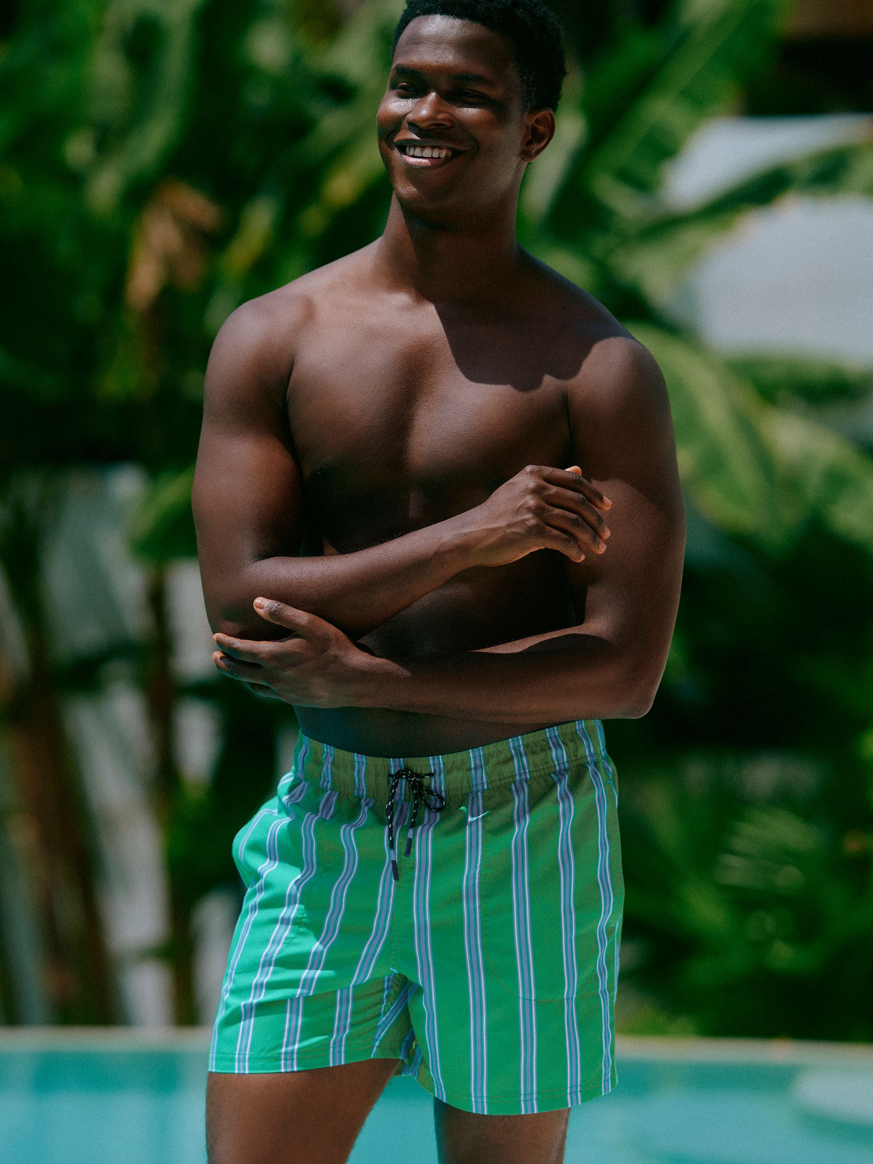 Overton Green Scene Printed Rugby Style Swim Shorts | Joules | Joules