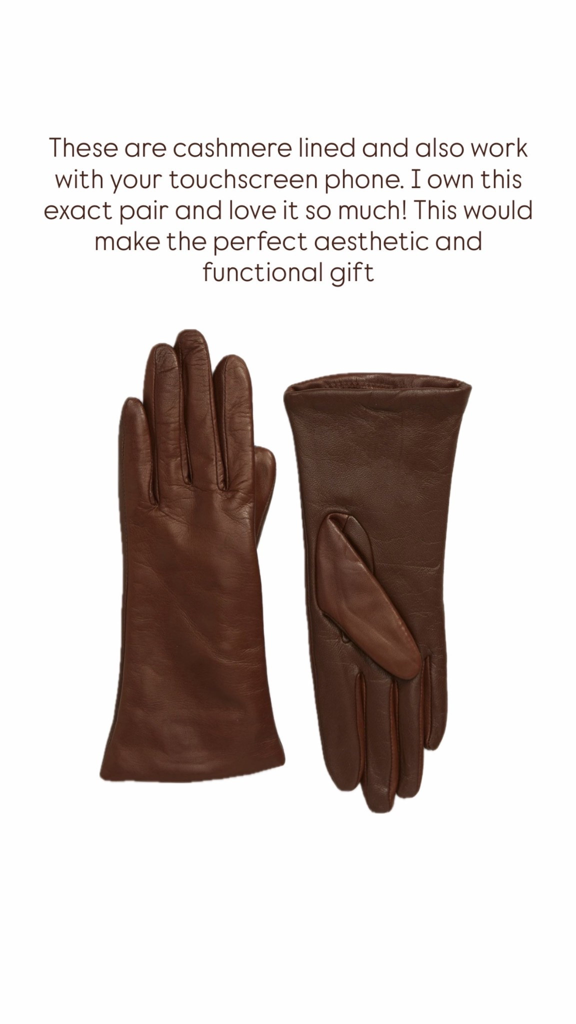 These are cashmere lined and also work with your touchscreen phone. I own this exact pair and love it so much! This would make the perfect aesthetic and functional gift🤎
StylinByAylin, Aylin #nordstrom #giftgiving #holidayseason #giftideas

#LTKSeasonal #LTKHoliday #LTKGiftGuide