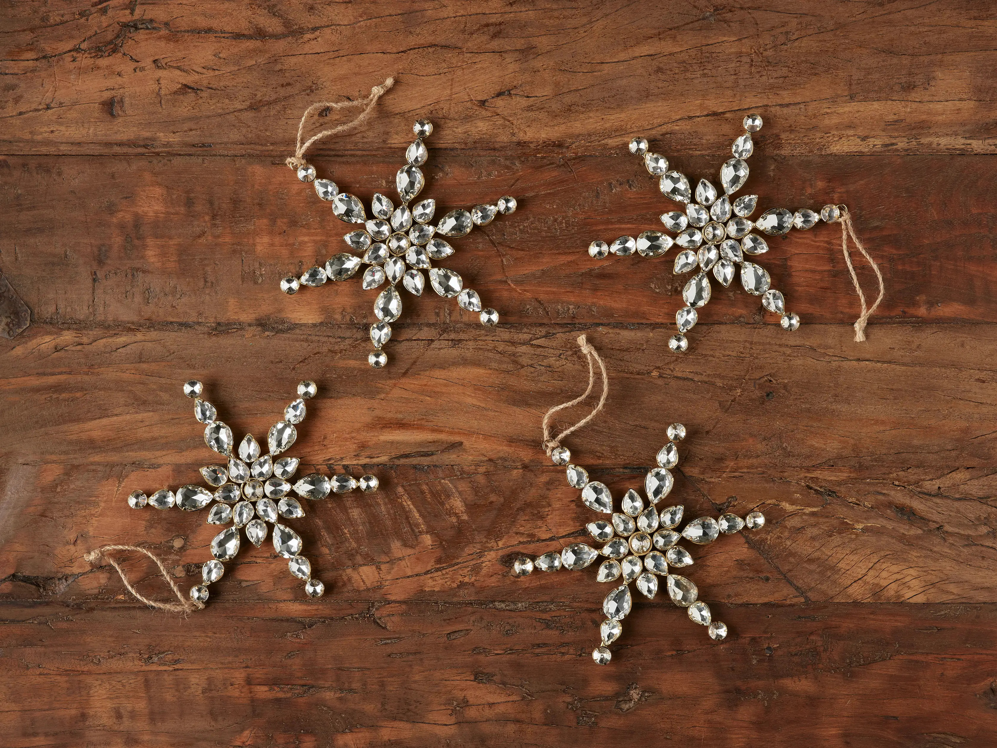 Large Rhinestone Snowflake Ornaments (Set of 4) | Arhaus