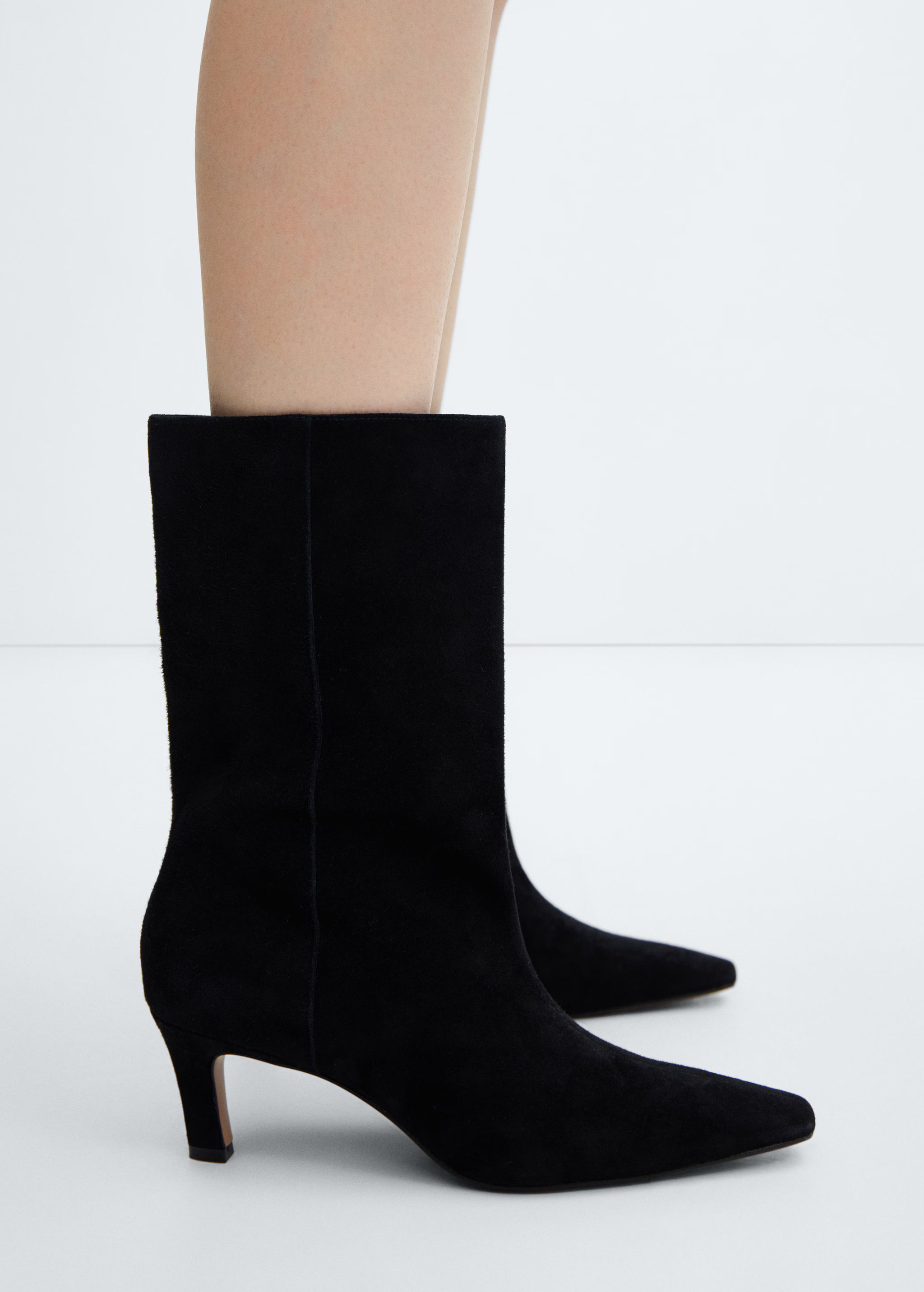 Leather boots with kitten heels  - Woman | MANGO USA | MANGO (US)