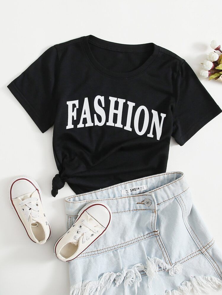 Toddler Girls Letter Graphic Short Sleeve Tee | SHEIN