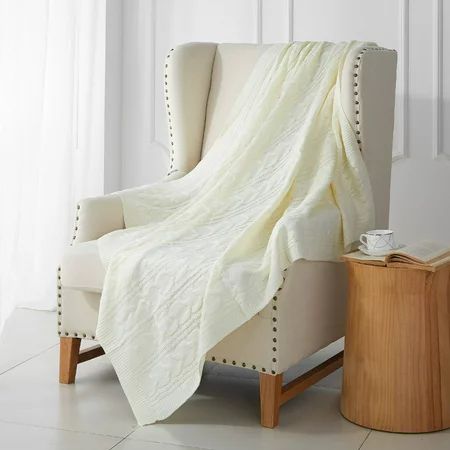 Better Homes & Gardens Cream Cable Knit Throw | Walmart (US)