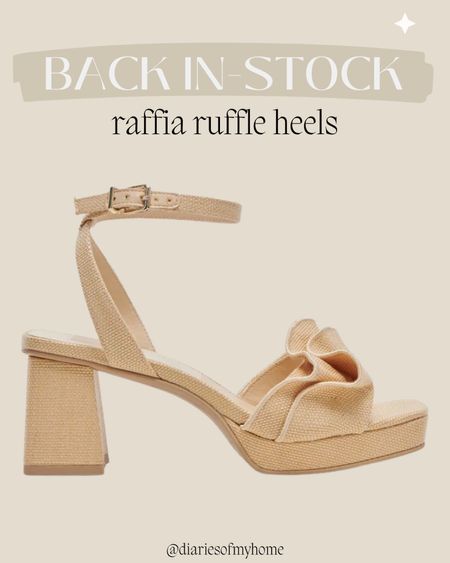 Back in stock! Raffia ruffle heels perfect for summertime ✨

#dolcevita #summerheels #heels #shoes #summershoes #summeroutfit #summerdress #weddingguest #vacation #travel #restock #backinstock #lookforless 

#LTKShoeCrush #LTKStyleTip #LTKSeasonal