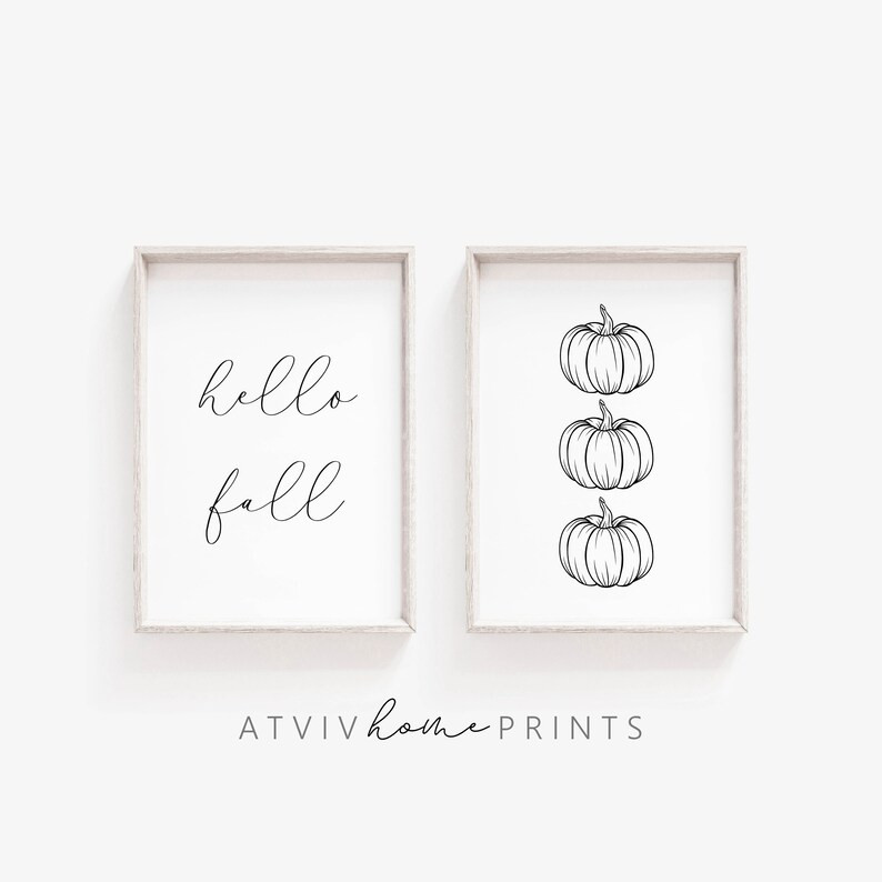 Pumpkin Line Art Print, Hello Fall Print, Hand Drawn Pumpkin Print, Abstract Pumpkin Print,fall P... | Etsy (US)
