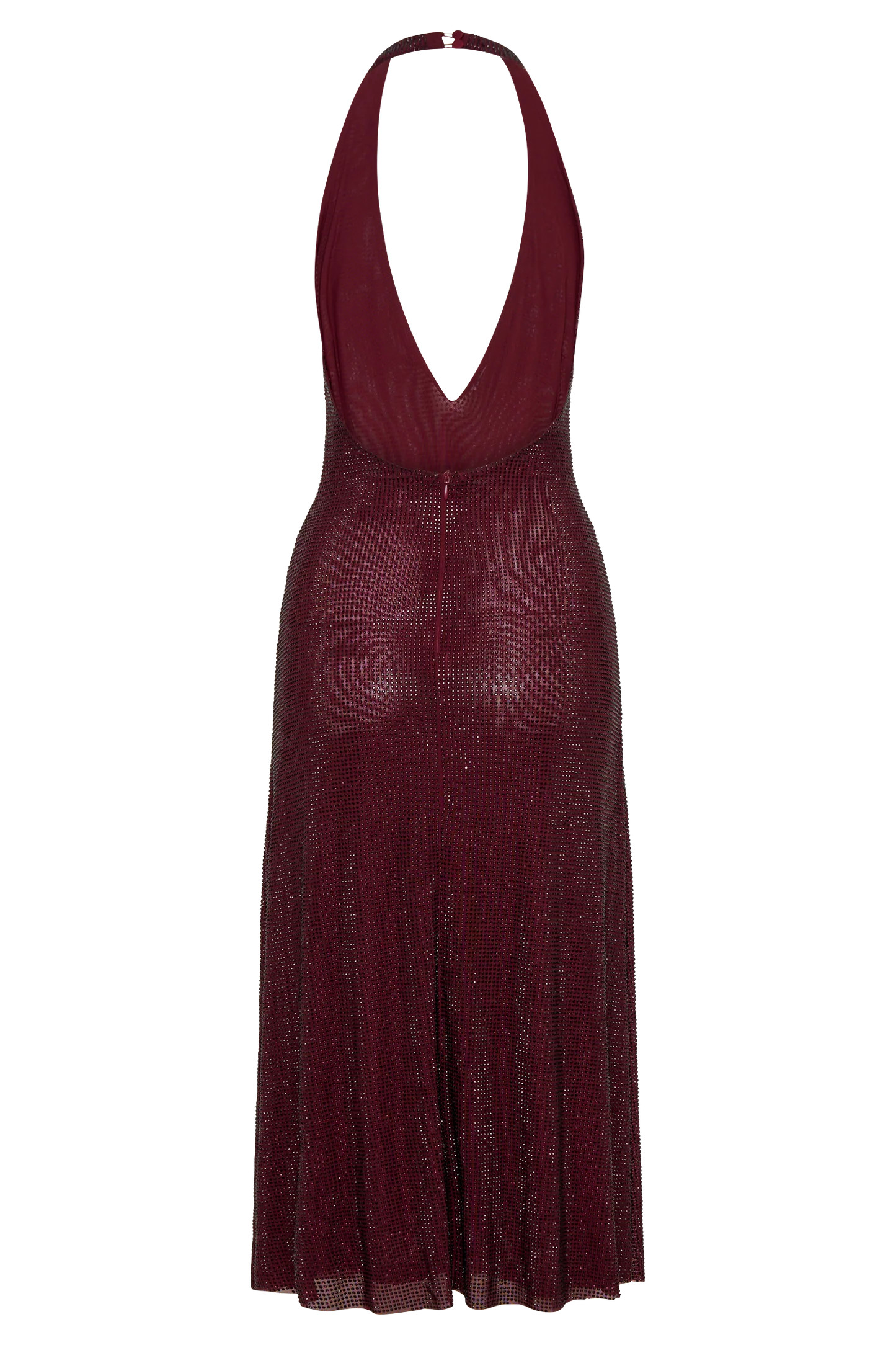 Diamante Halter Midi Dress - Mahogany | MESHKI US