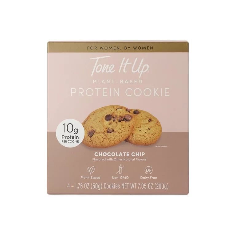 Tone It Up Plant Based Protein Cookies, Chocolate Chip, 10g Protein, 4 Count - Walmart.com | Walmart (US)