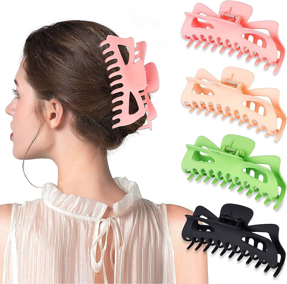 Antmoilios 6.4 Inch Extra Large Hair Claw Clips for Women Thick Curly Hair, Big Matte Banana Clip... | Amazon (US)