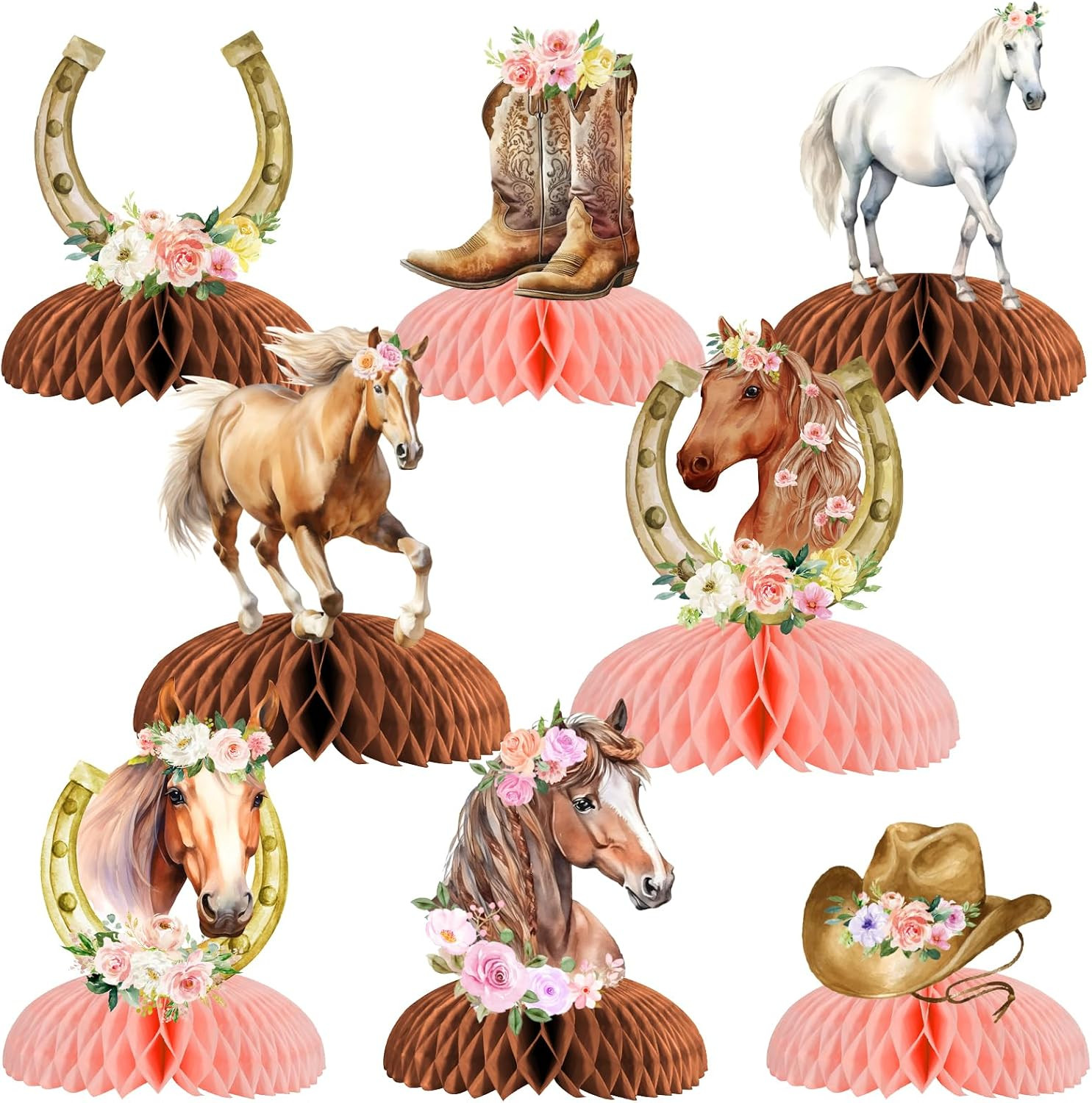 Fangleland 8Pcs Horse Honeycomb Centerpieces Decorations for Girl, Horse Racing Western Cowgirl T... | Amazon (CA)