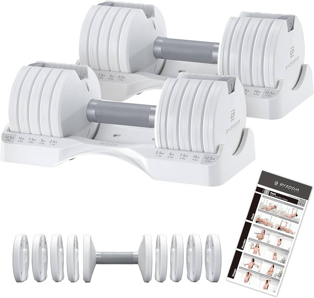 Adjustable Dumbbell – 12.5/25lb Single Unit OR Set of 2 – 5-in-1 Adjustable Weight for Home G... | Amazon (US)