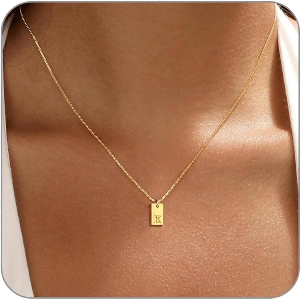 Dainty 14K Gold Plated Necklaces Silver Initial Name Necklace Personalized Gold Jewelry Valentine... | Amazon (US)