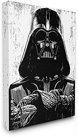 The Stupell Home Décor Collection Black and White Star Wars Darth Vader Distressed Wood Etching ... | Amazon (US)
