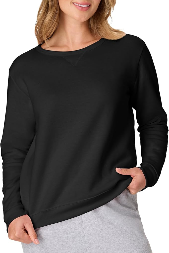 Hanes womens Crewneck Sweatshirt, Ecosmart Fleece Pullover With V-notch, Sweatshirt for Women | Amazon (US)