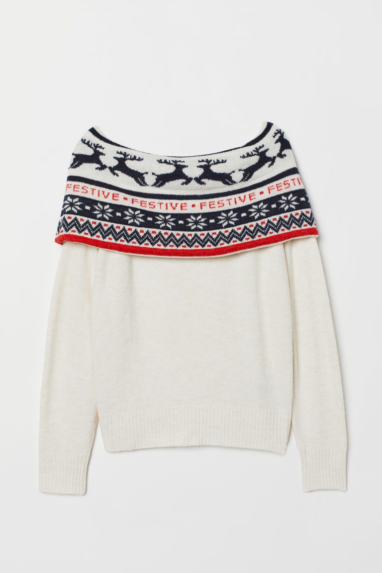 H & M - Off-the-shoulder Sweater - White | H&M (US)