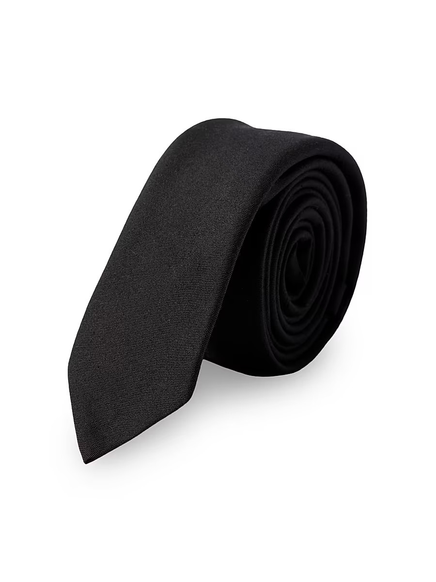 Men's Tie in Wool and Silk - Black | Saks Fifth Avenue