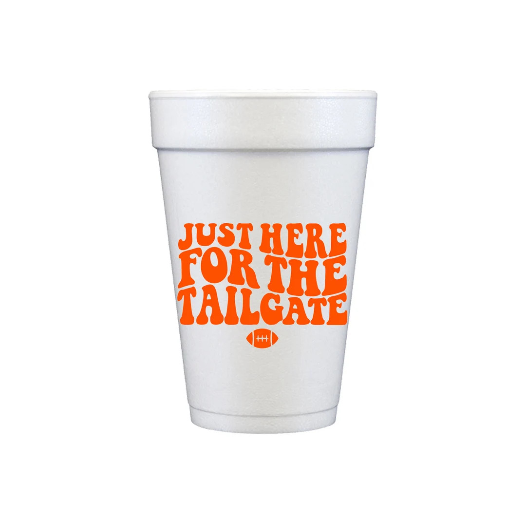 Football Tailgate - Just Here for the Tailgate -orange {disposable Styrofoam Cup 10 Pack} - Etsy | Etsy (US)