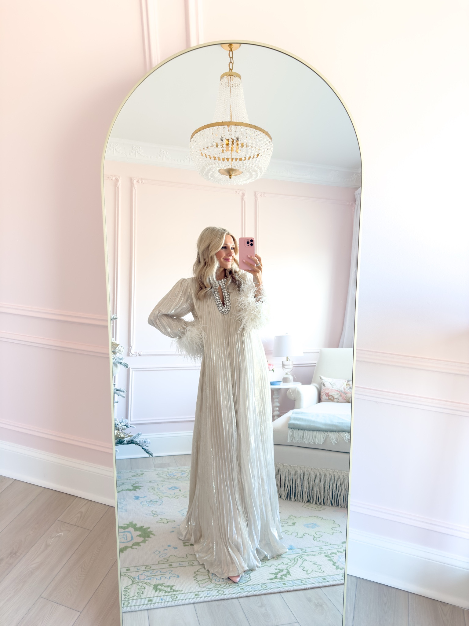 Self portrait pleated metallic feather cuff dress
Wearing size 6 - runs big!!
Wedding guest dress
Formal dress
Gender reveal dress
Baby shower dress
Long sleeve maxi dress
Gold dress
Faustine oushak rug
Crystorama chandelier
Middleton pink
Picture frame moulding
Pink room
Chaise lounge chair
Grandmillenial


#LTKFindsUnder50 #LTKHome #LTKFindsUnder100