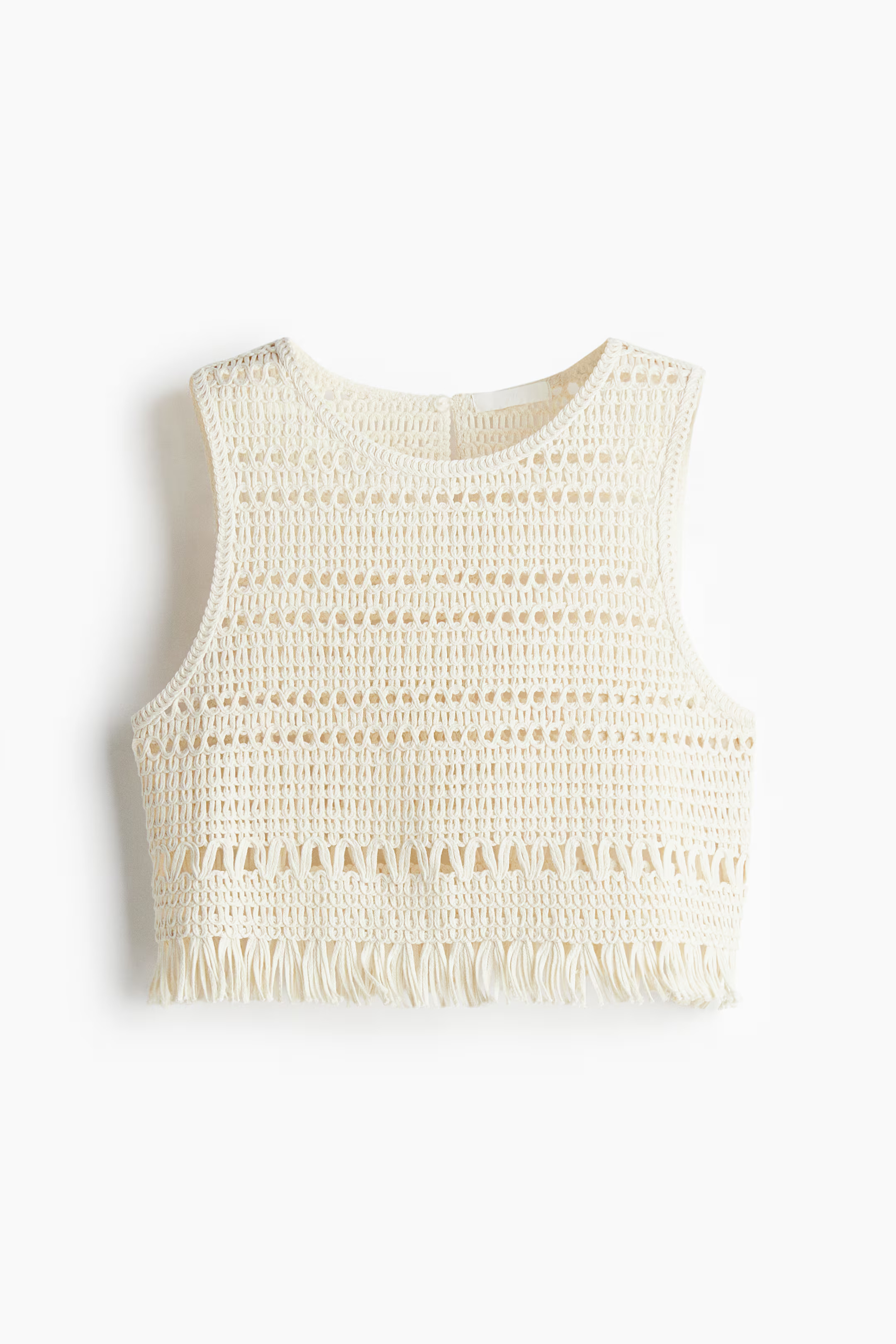 Crochet-look vest top - Cream - Ladies | H&M US | H&M (US + CA)