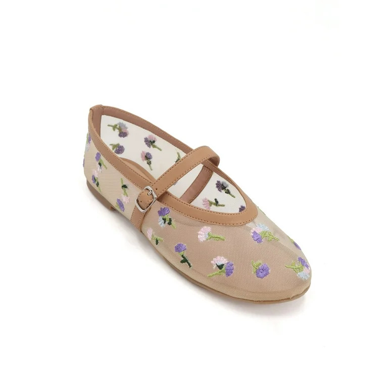 No Boundaries Women's Floral Mesh Mary Jane Shoes, Sizes 6-11 | Walmart (US)