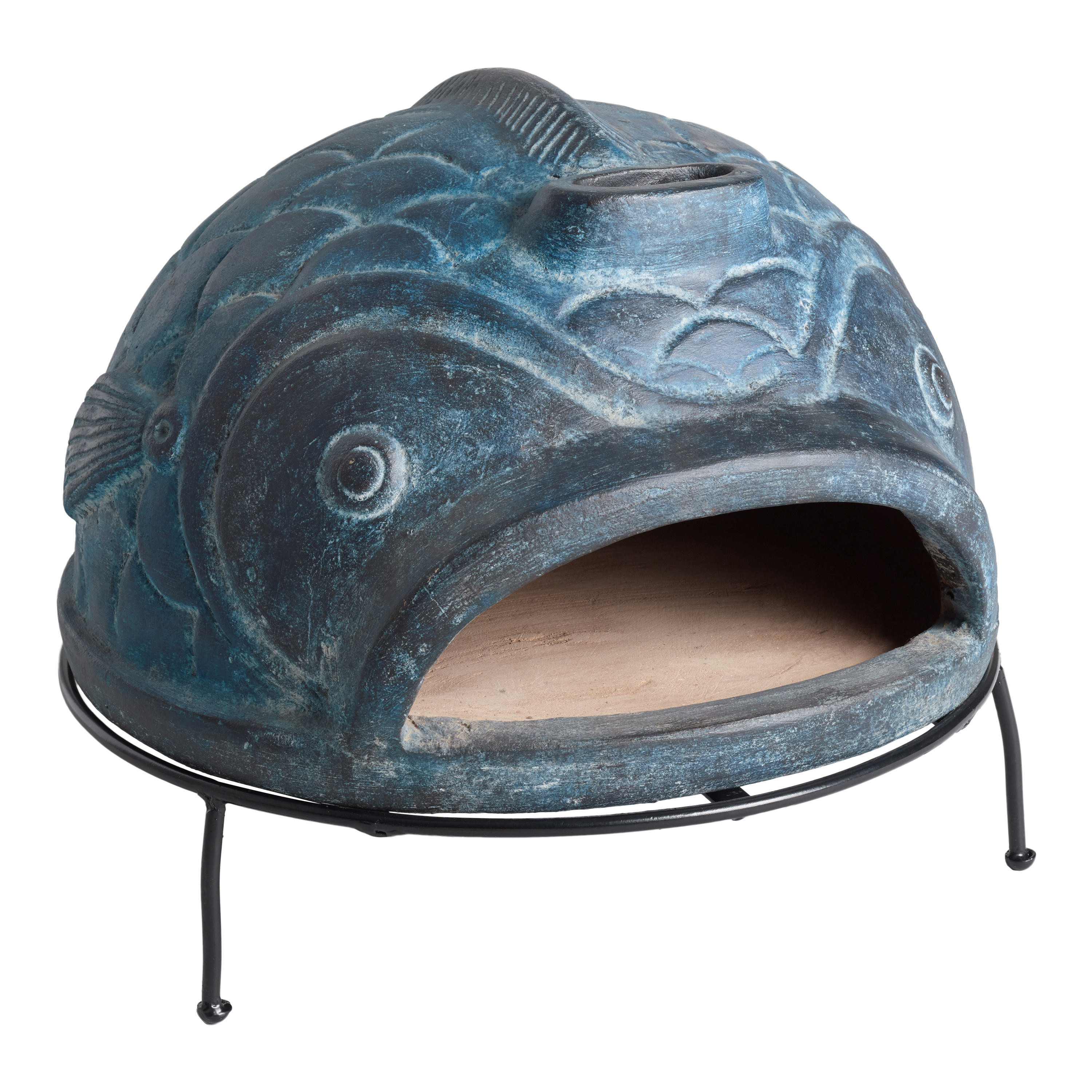 Blue Terracotta Fish Pizza Oven | World Market