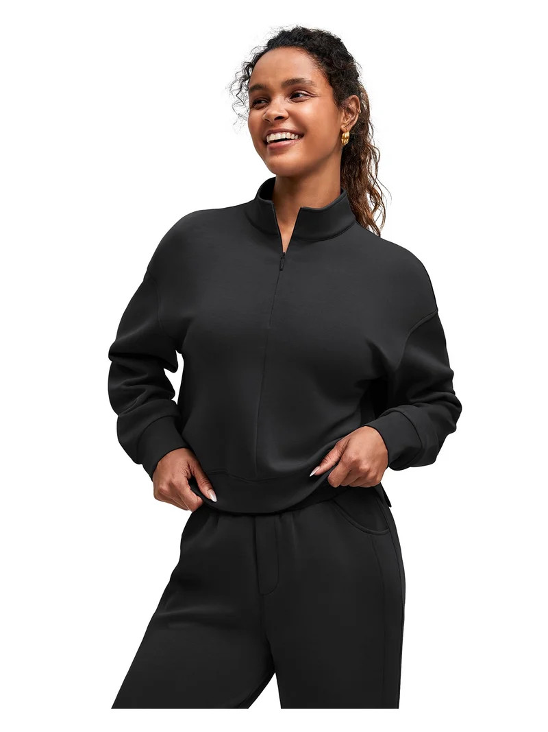 G4Free Smoofit Modal Soft Women's Half-Zip Pullover Mock Neck Long Sleeve Sweatshirts with Side S... | Walmart (US)