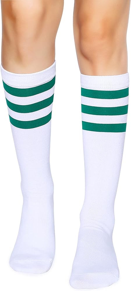 Henwarry Over the Calf Tube Socks Classic Triple Stripes Cotton Retro Athletic Socks for Men and ... | Amazon (US)