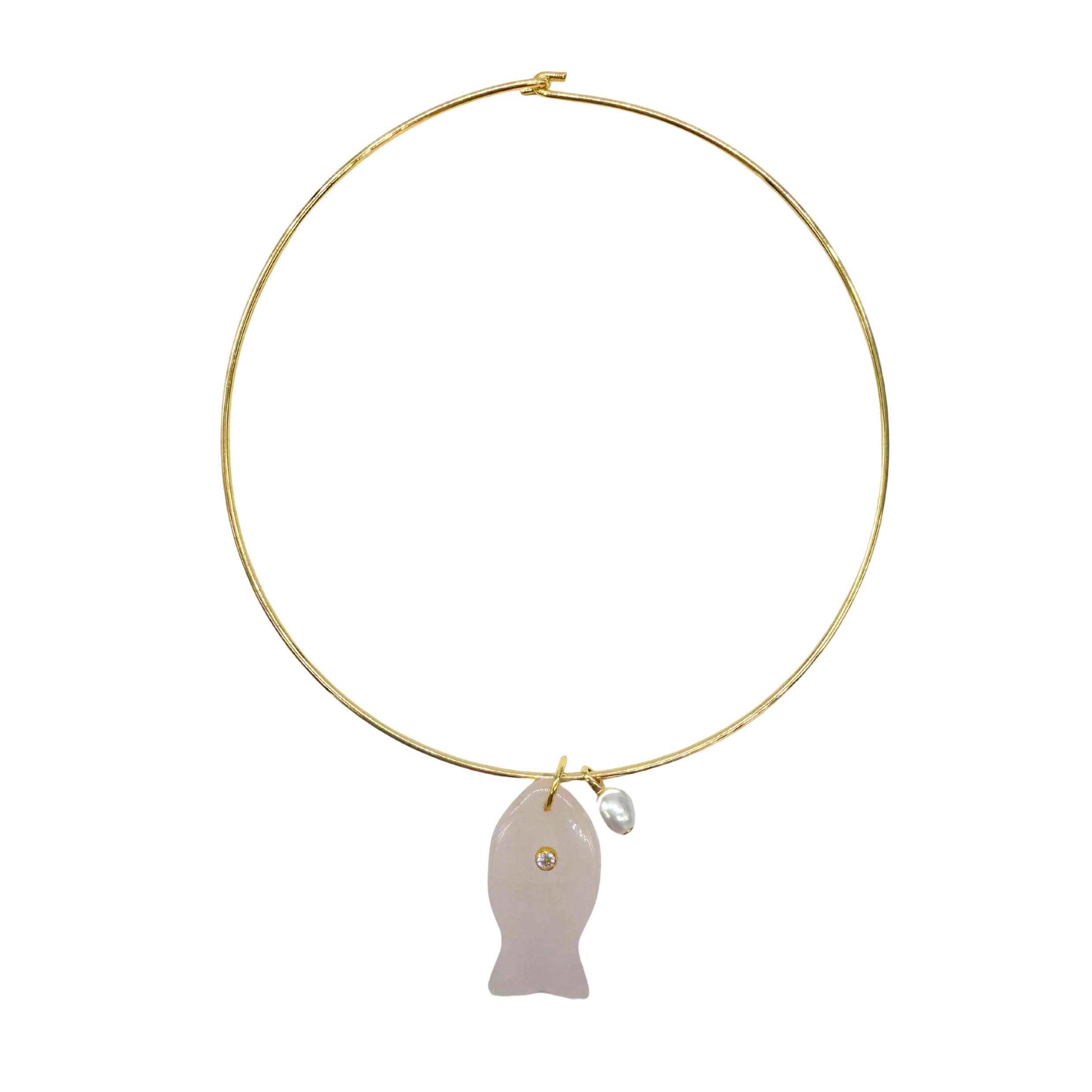 Light Pink Gemstone Fish Collar | Logan Tay
