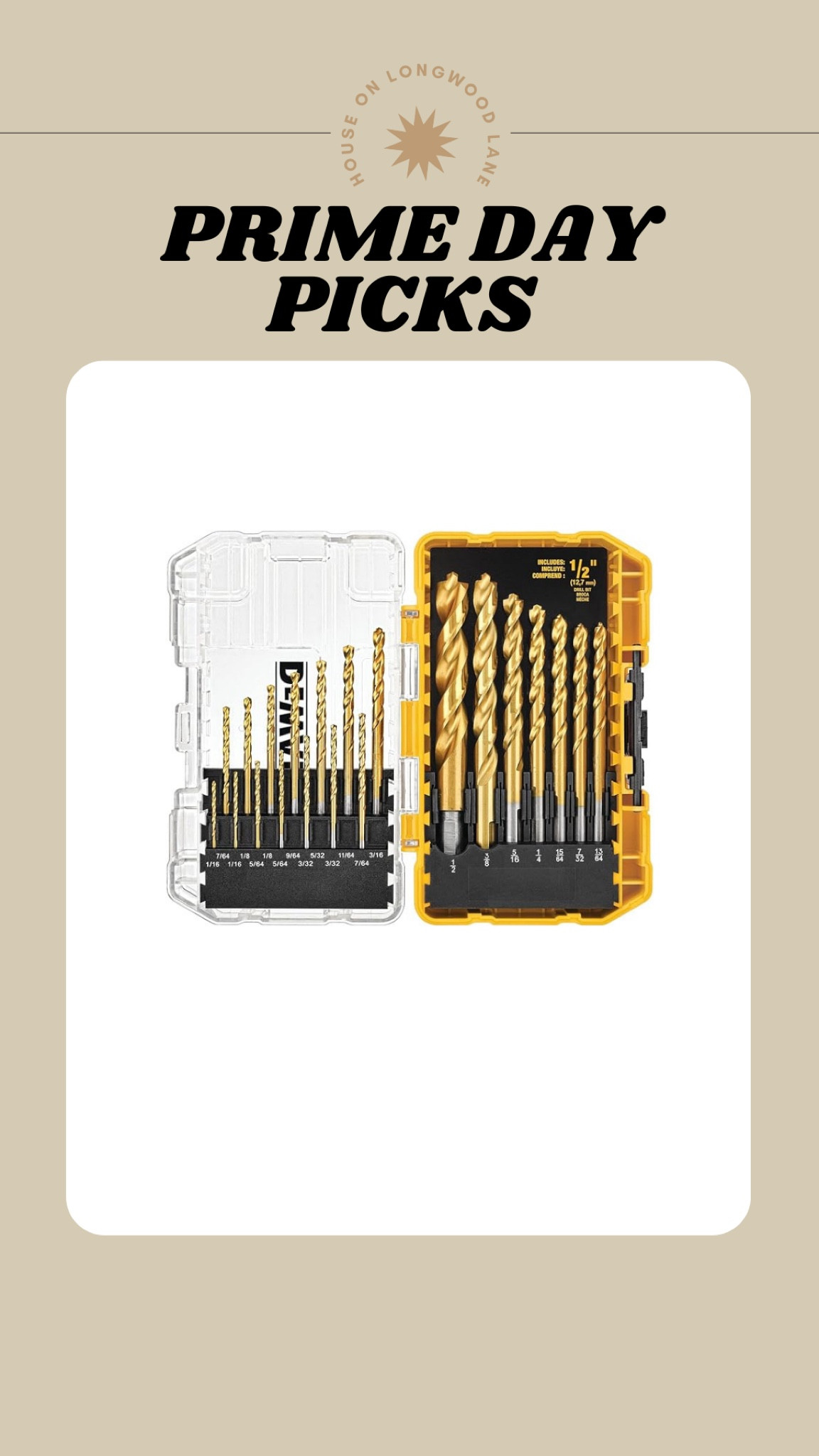 #PrimeDay picks! Save 23% on a DeWalt Titanium Drill Bit set.

#LTKHome #LTKSaleAlert