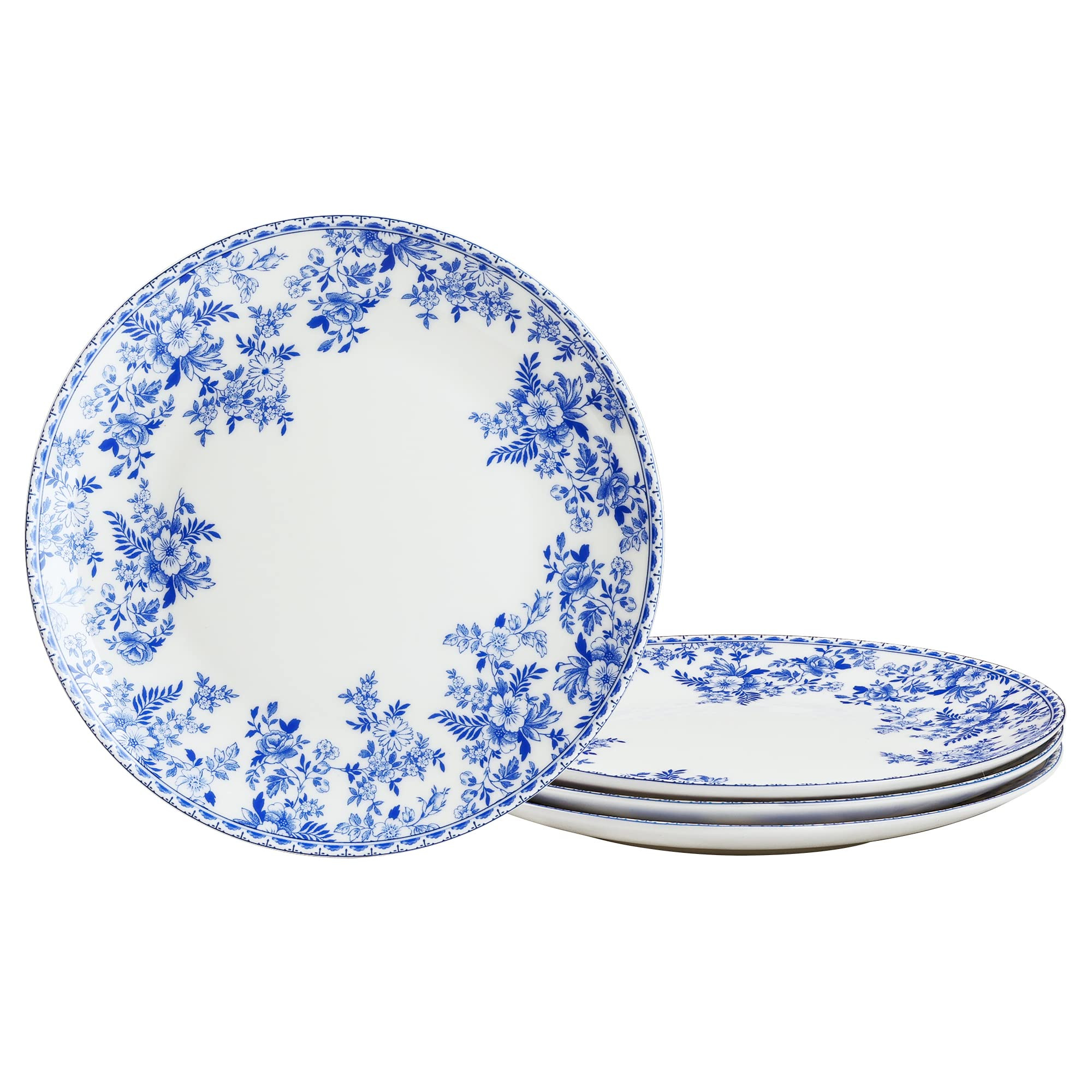 fanquare 8" Floral Bone China Dessert Plates, Blue and White Porcelain Salad Serving Plate for Pa... | Amazon (US)