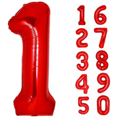 40 Inch 1 Red Number Balloons Mylar Foil Helium Digital Balloons Baby Shower 1st Birthday Party D... | Amazon (US)