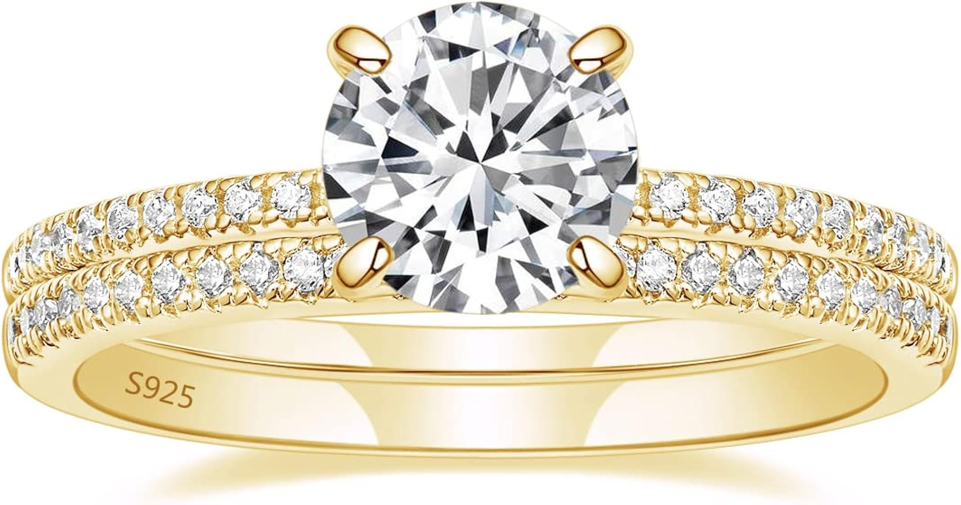 EAMTI 1.25CT 925 Sterling Silver Bridal Ring Sets Round CZ Engagement Rings Promise Rings for her We | Amazon (US)