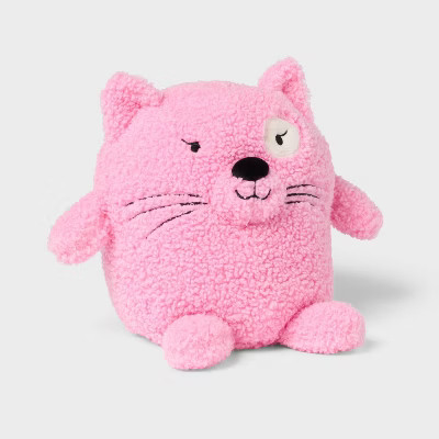 Cat Kids' Mini Weighted Plush Throw Pillow Pink - Pillowfort™ | Target