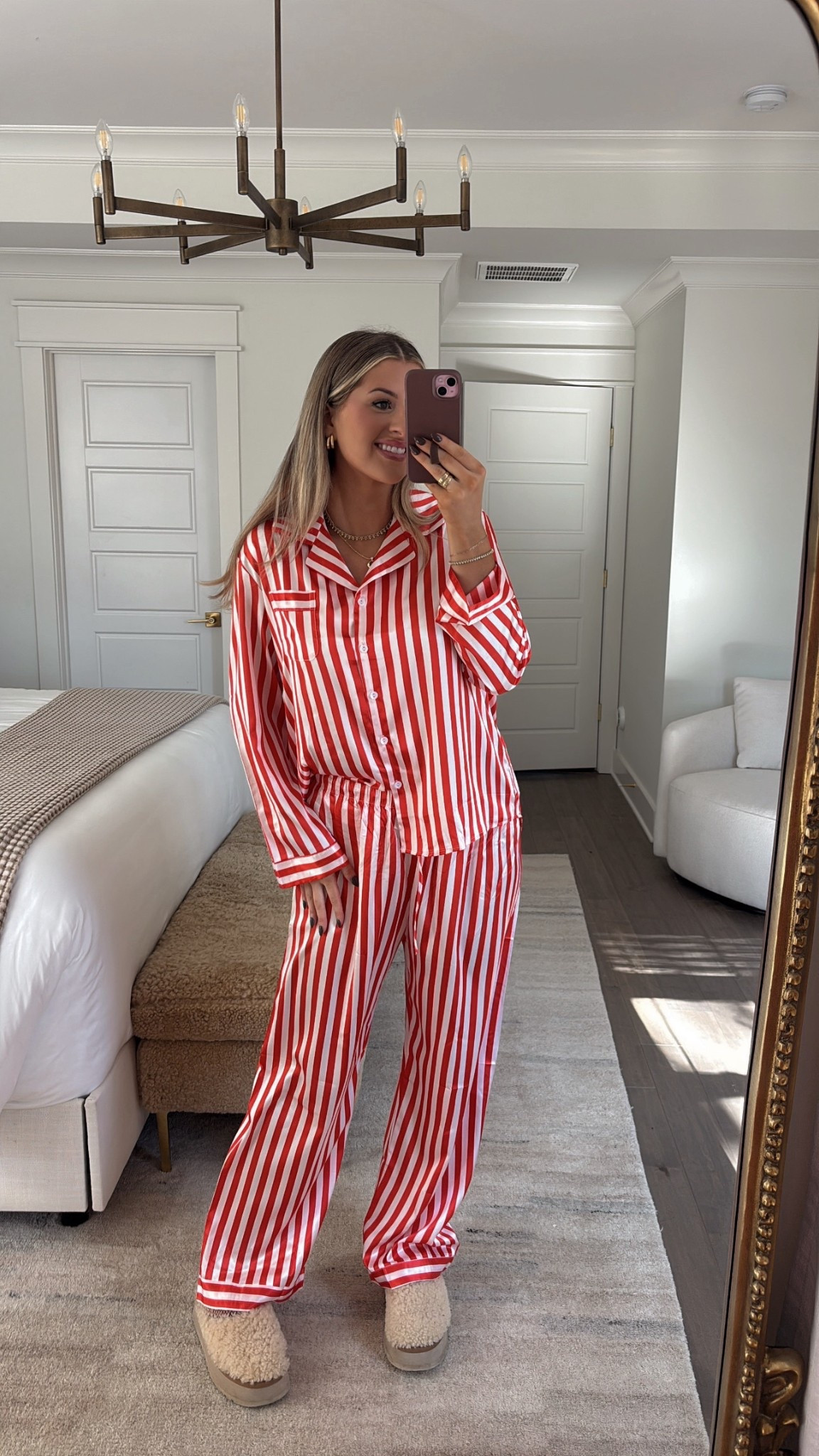 These striped pajamas are on prime and perfect for Christmas morning! ❤️🎄 I’m wearing a large but could also do a medium! True to size 🫶🏼 

#LTKFindsUnder50 #LTKHoliday