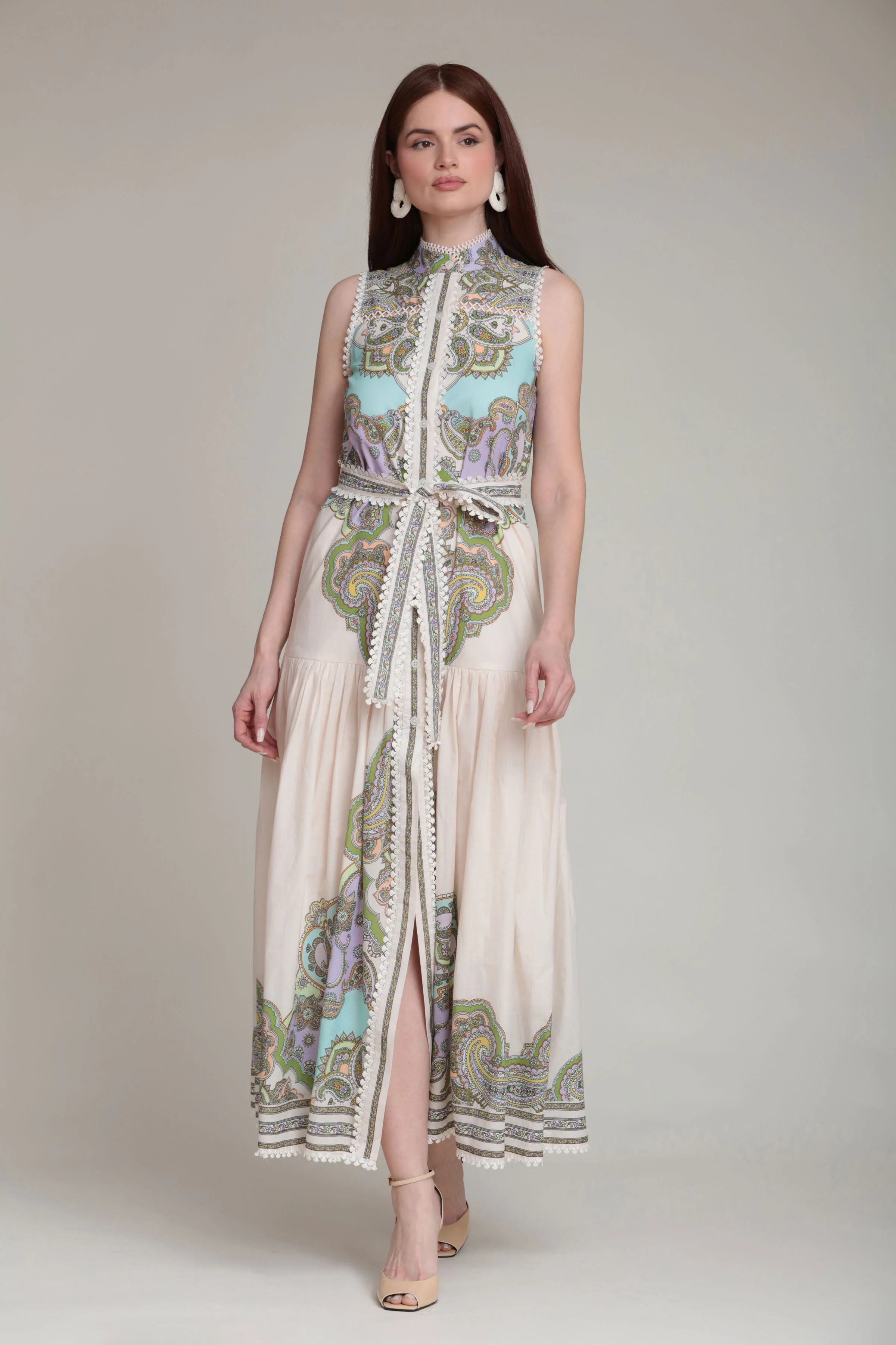 Paisley Cotton Sleeveless Maxi Dress | Avec Les Filles